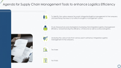 Agenda For Supply Chain Management Tools To Enhance Logistics Efficiency Infographics PDF