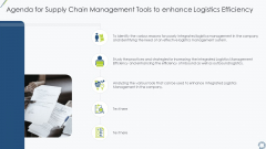 Agenda For Supply Chain Management Tools To Enhance Logistics Efficiency Infographics PDF Agenda For Supply Chain Management Tools To Enhance Logistics Efficiency Infographics PDF