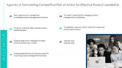 Agenda Of Formulating Competitive Plan Of Action For Effective Product Leadership Slides PDF