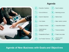 Agenda Of New Business With Goals And Objectives Ppt PowerPoint Presentation File Backgrounds PDF Agenda Of New Business With Goals And Objectives Ppt PowerPoint Presentation File Backgrounds PDF