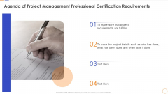 Agenda Of Project Management Professional Certification Requirements Professional PDF