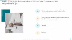 Agenda Of Project Management Professional Documentation Requirements IT Diagrams PDF