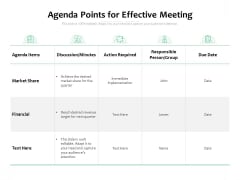 Agenda Points For Effective Meeting Ppt PowerPoint Presentation Summary Files