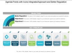 Agenda Points With Icons Integrated Approach And Better Regulation Ppt PowerPoint Presentation Layouts Example Topics Agenda Points With Icons Integrated Approach And Better Regulation Ppt PowerPoint Presentation Layouts Example Topics