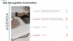 Agenda Risk Recognition Automation Ppt Inspiration Design Ideas PDF Agenda Risk Recognition Automation Ppt Inspiration Design Ideas PDF