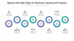 Agenda With Eight Steps For Business Tracking And Progress Ppt Visual Aids Show PDF Agenda With Eight Steps For Business Tracking And Progress Ppt Visual Aids Show PDF