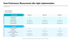 Agile Methodologies Team Performance Measurement After Agile Implementation Infographics Ppt Infographic Template Ideas PDF