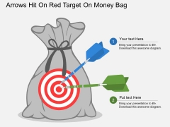 Arrows Hit On Red Target On Money Bag Powerpoint Template Arrows Hit On Red Target On Money Bag Powerpoint Template