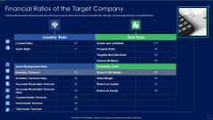 Audit Checklist For Mergers And Acquisitions Financial Ratios Of The Target Company Mockup PDF