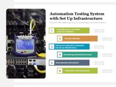 Automation Testing System With Set Up Infrastructure Ppt PowerPoint Presentation Gallery Shapes PDF Automation Testing System With Set Up Infrastructure Ppt PowerPoint Presentation Gallery Shapes PDF