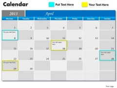 April 2013 Calendar PowerPoint Slides Ppt Templates April 2013 Calendar PowerPoint Slides Ppt Templates