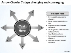 Arrow 5 Stages Diverging Process Diagram Circular Flow PowerPoint Templates