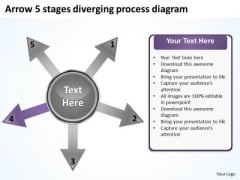 Arrow 5 Stages Diverging Process Diagram Ppt Relative Cycle PowerPoint Slides