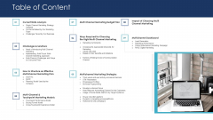 B2C Marketing Initiatives Strategies For Business Table Of Content Ppt Model Smartart PDF