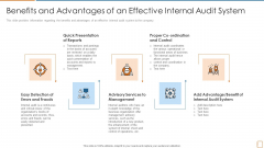 Benefits And Advantages Of An Effective Internal Audit System Ppt Show Tips PDF