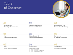 Boost Marketing And Sales Through Live Chat Table Of Contents Ppt Pictures Guidelines PDF Boost Marketing And Sales Through Live Chat Table Of Contents Ppt Pictures Guidelines PDF