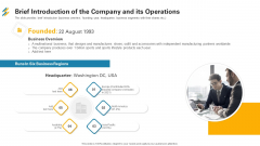 Brief Introduction Of The Company And Its Operations Ppt Ideas Infographics PDF