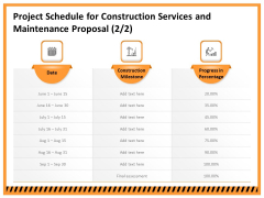 Building Assembly Conservation Solutions Project Schedule For Construction Services And Maintenance Template PDF
