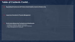 Building Promotional Campaign Real Estate Sales Table Of Contents Cont Infographics PDF Building Promotional Campaign Real Estate Sales Table Of Contents Cont Infographics PDF