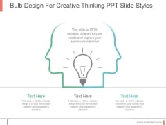 Bulb Design For Creative Thinking Ppt Slide Styles Bulb Design For Creative Thinking Ppt Slide Styles