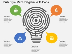 Bulb Style Maze Diagram With Icons Powerpoint Template Bulb Style Maze Diagram With Icons Powerpoint Template
