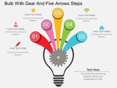 Bulb With Gear And Five Arrows Steps Powerpoint Template Bulb With Gear And Five Arrows Steps Powerpoint Template
