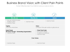 Business Brand Vision With Client Pain Points Ppt PowerPoint Presentation File Summary PDF