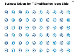 Business Drivers For IT Simplification Icons Slide Ppt PowerPoint Presentation Layouts Show