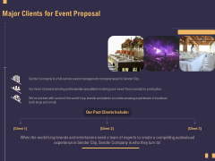 Business Event Planning Major Clients For Event Proposal Ppt Ideas Design Inspiration PDF