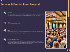 Business Event Planning Services And Fees For Event Proposal Ppt Pictures Smartart PDF