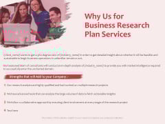 Business Management Research Why Us For Business Research Plan Services Ppt Layouts Example PDF Business Management Research Why Us For Business Research Plan Services Ppt Layouts Example PDF