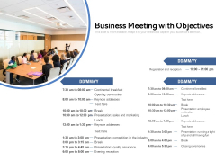 Business Meeting With Objectives Ppt PowerPoint Presentation File Mockup PDF