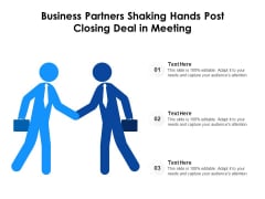 Business Partners Shaking Hands Post Closing Deal In Meeting Ppt PowerPoint Presentation Gallery Slide Portrait PDF Business Partners Shaking Hands Post Closing Deal In Meeting Ppt PowerPoint Presentation Gallery Slide Portrait PDF