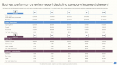 Business Performance Review Report Depicting Company Income Statement Infographics PDF