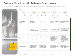 Business Planning And Strategy Playbook Business Structure With Different Parameters Sample PDF Business Planning And Strategy Playbook Business Structure With Different Parameters Sample PDF