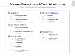 Business Product Launch Task List With Icons Ppt PowerPoint Presentation Infographic Template Tips PDF