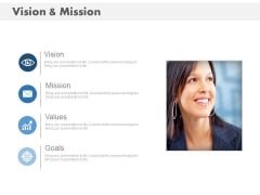 Business Slide For Vision Mission Goal And Values Powerpoint Slides