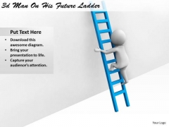 Business And Strategy 3d Man On His Future Ladder Character