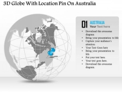 Business Diagram 3d Globe With Location Pin On Australia Presentation Template Business Diagram 3d Globe With Location Pin On Australia Presentation Template
