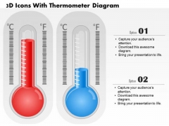 Business Diagram 3d Icons With Thermometer Diagram PowerPoint Ppt Presentation
