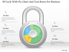 Business Diagram 3d Lock With Pie Chart And Text Boxes For Business PowerPoint Slide Business Diagram 3d Lock With Pie Chart And Text Boxes For Business PowerPoint Slide