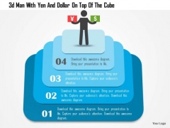 Business Diagram 3d Man With Yen And Dollar On Top Of The Cube Presentation Template Business Diagram 3d Man With Yen And Dollar On Top Of The Cube Presentation Template