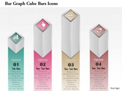 Business Diagram Bar Graph Cube Bars Icons Presentation Template
