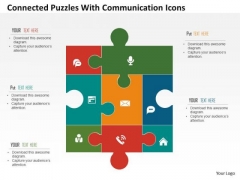 Business Diagram Connected Puzzles With Communication Icons Presentation Template