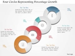 Business Diagram Four Circles Representing Percentage Growth Presentation Template