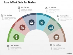 Business Diagram Icons In Semi Circle For Timeline Presentation Template