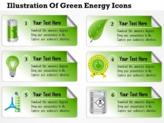 Business Diagram Illustration Of Green Energy Icons Presentation Template