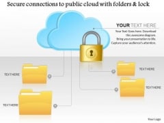 Business Diagram Secure Connections To The Public Cloud With Folders And Lock Ppt Slide