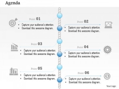 Business Diagram Six Points Vertical Timeline Agenda Presentation Template