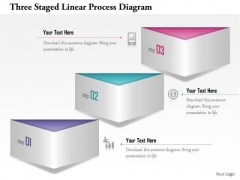 Business Diagram Three Staged Linear Process Diagram Presentation Template